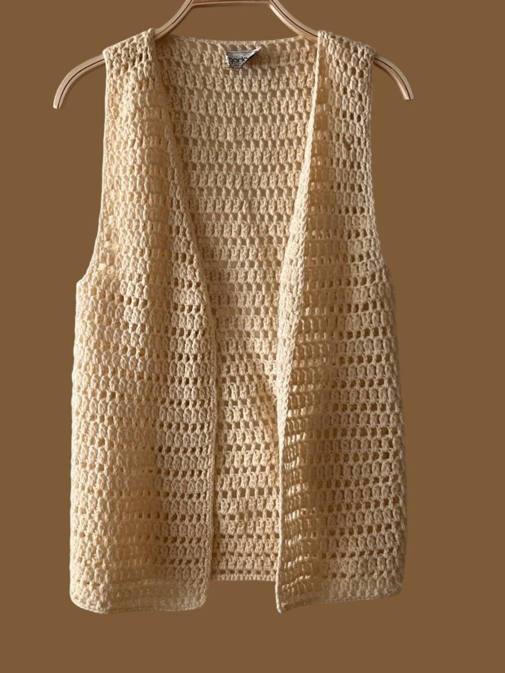 Vintage 70s Ivory Crochet Sweater Vest XS/S